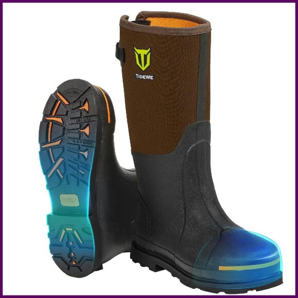 Men's Steel Toe Work Boots Waterproof Anti Slip Size 7-13